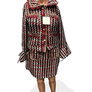 Stylish Women's Houndstooth Skirt Set